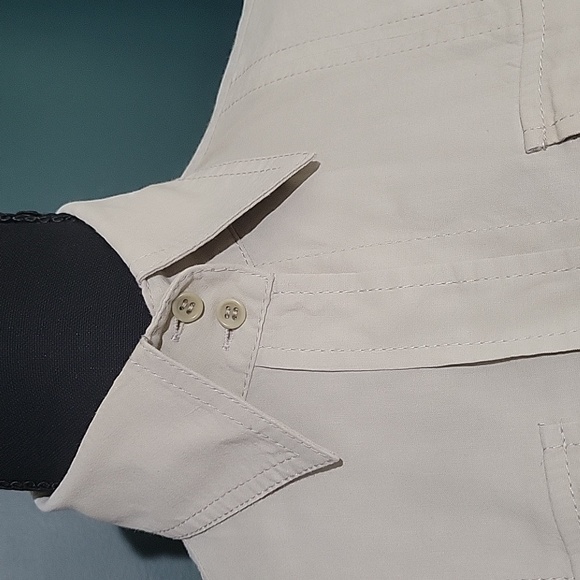 Theory Long Sleeve Linen Blend Button Down Collared Sage Dress Size 2 - Picture 3 of 7